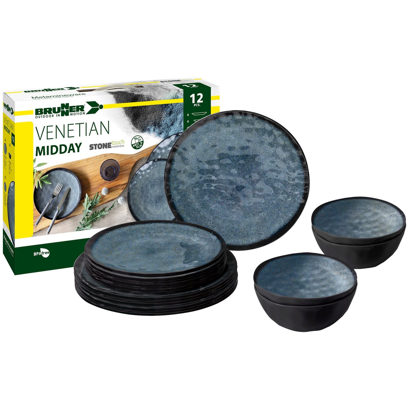Сервиз за къмпинг чинии за хранене BRUNNER VENETIAN, за 4 човека, комплект 12 части