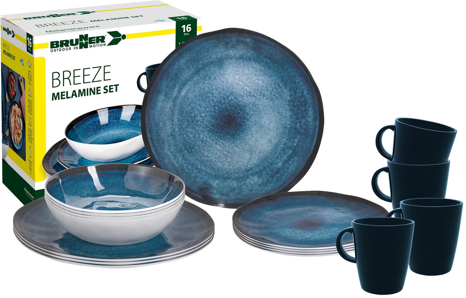 Меламинов сервиз за къмпинг чинии и купи BRUNNER BREEZE за 4 човека 16 бр