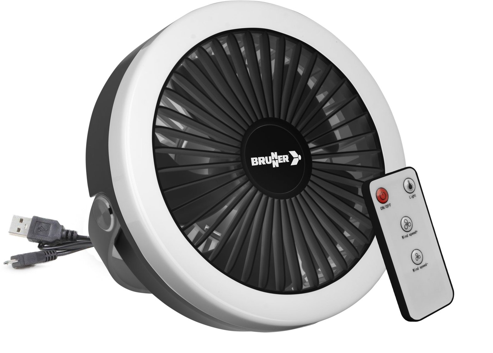 Вентилатор за къмпинг и палатка с дистанционно, батерия и LED лампа MOONBELLE RG