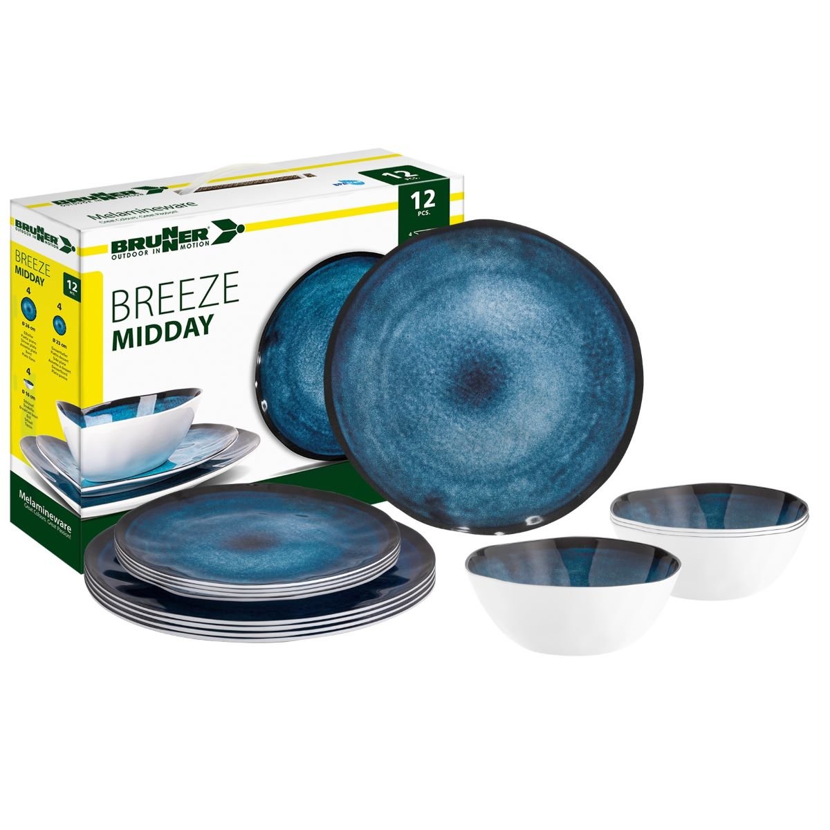 Меламинов сервиз за къмпинг чинии и купи BRUNNER BREEZE за 4 човека 12 бр