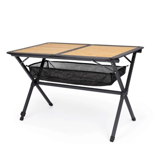 Сгъваема маса за къмпинг черна с бамбуков плoт BERGER голям размер 110х70см