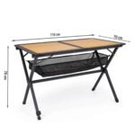 Сгъваема маса за къмпинг черна с бамбуков плoт BERGER голям размер 110х70см - Image 3