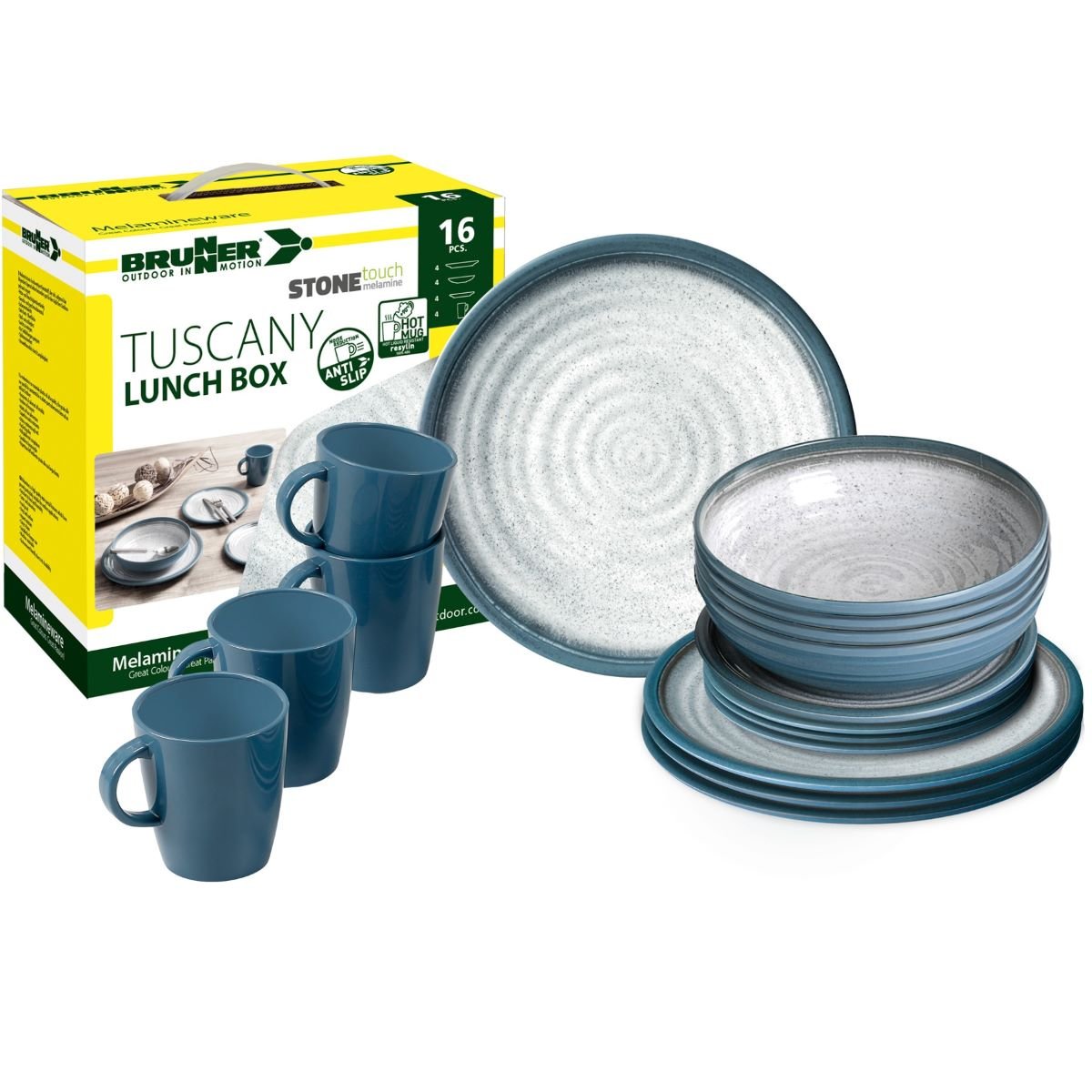 0830155N.C5T_1.jpg Меламинов сервиз за къмпинг BRUNNER LUNCH BOX TUSCANY 16 части - Image 1