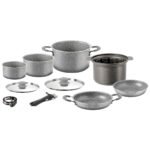 Комплект тенджери за готвене за къмпинг BRUNNER GOURMET ROCK 9+1 22см